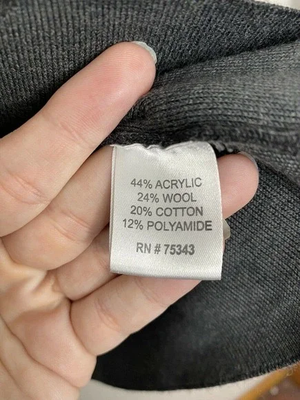 Heather Gray Wool Blend Grandma Collar Button Cardigan Sweater EMI Maglia Sz L - Picture 4 of 6